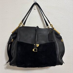 Coach Black Leather and Suede Shoulder Bag
